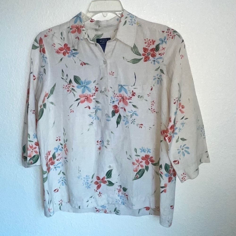 Crazy Horse By Liz Claiborne Linen Blend  Blouse - Picture 2 of 5